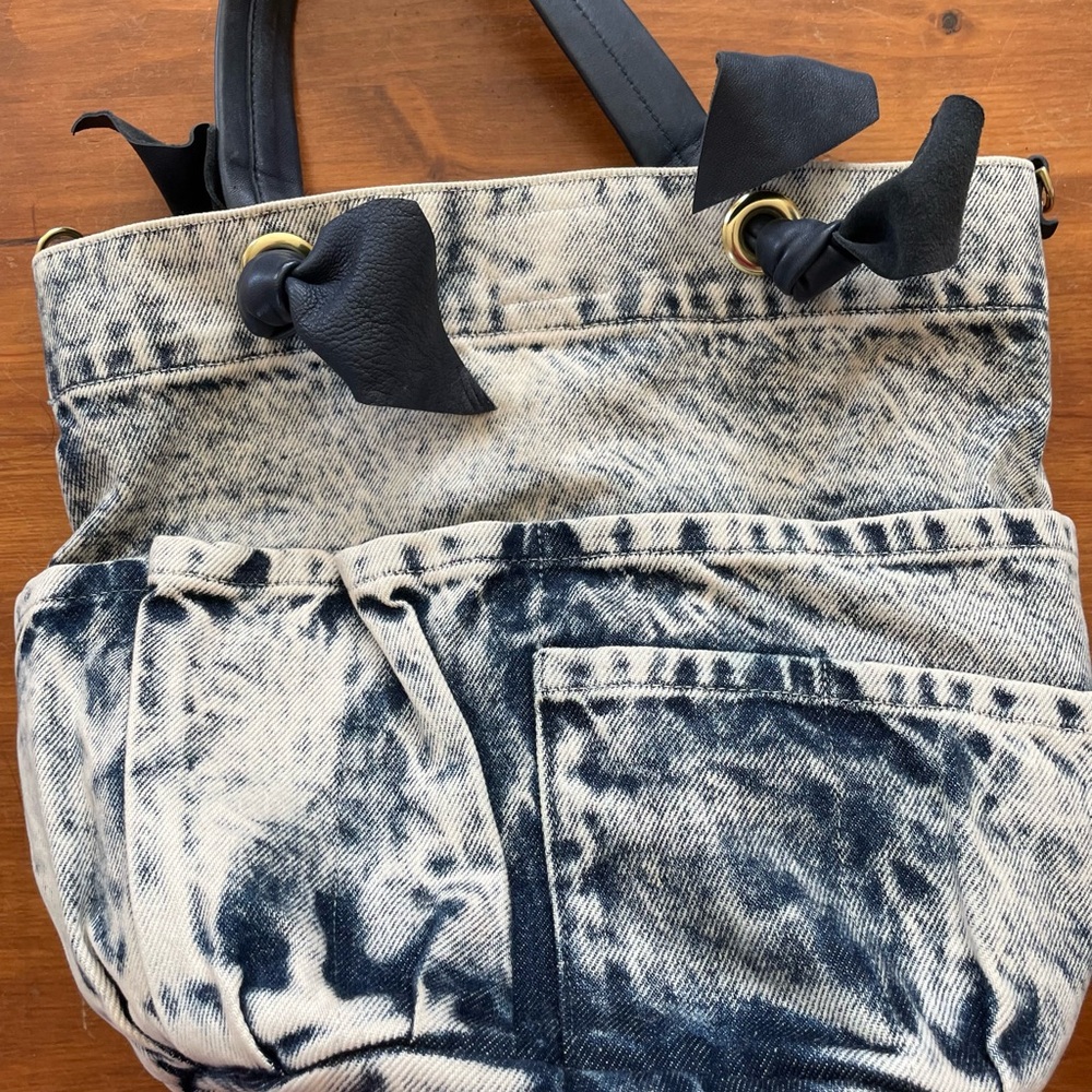 Clare V. Denim Marine Tote and Brass Removable Strap Bundle - Picture 8 of 15